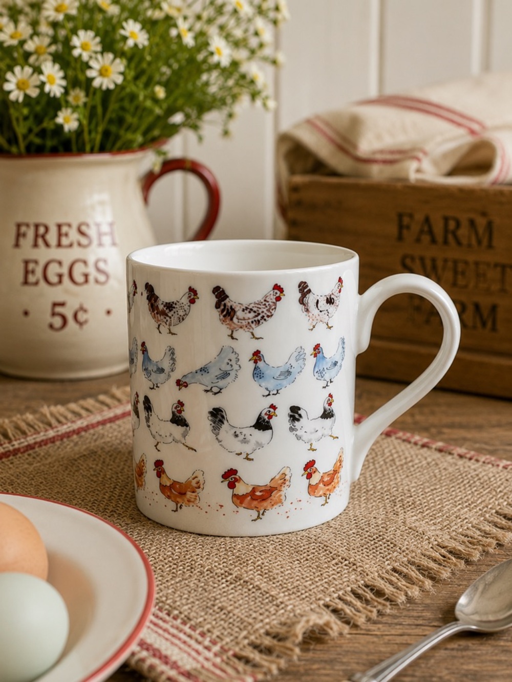 Sophie Allport Lay A Little Egg Chicken Mug Fine Bone China England